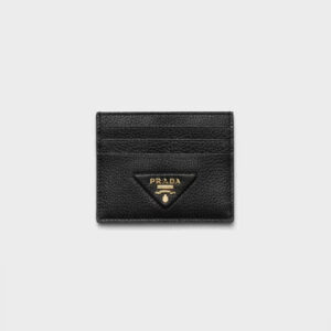 프라다 메탈 로고 가죽 카드 지갑 블랙 1MC025